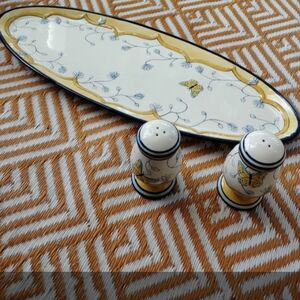 Fitz and Floyd mirabelles large serving platter#chip with salt pepper shakers